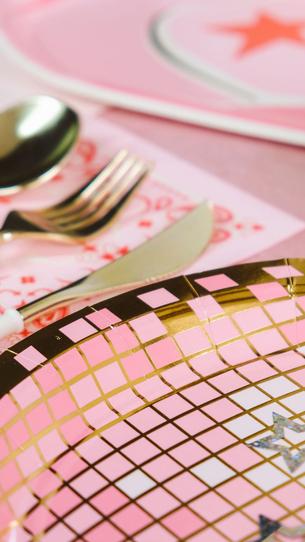 Platos Bola De Disco Rosa (8 pzas)