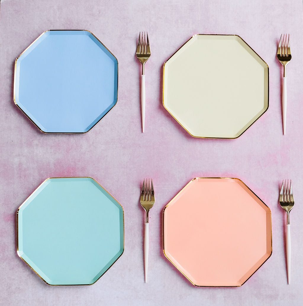 Plato Octagonal Coral (Grande, 8 pzas)