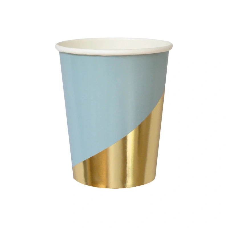 VASO DISEÑO DIAGONAL-AZUL & DORADO