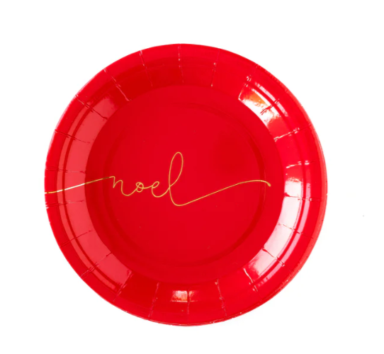 Platos Redondos Rojos “Noel”  (8 piezas )