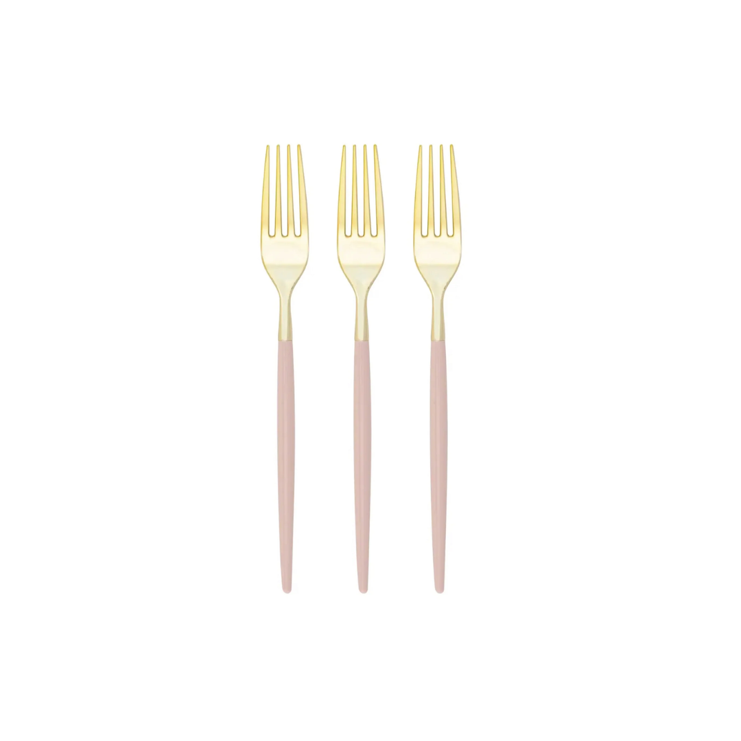 SET DE CUBIERTOS DORADO & ROSA