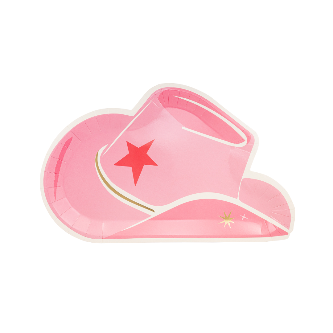 Platos Sombrero Cowgirl Rosa (8 pzas)