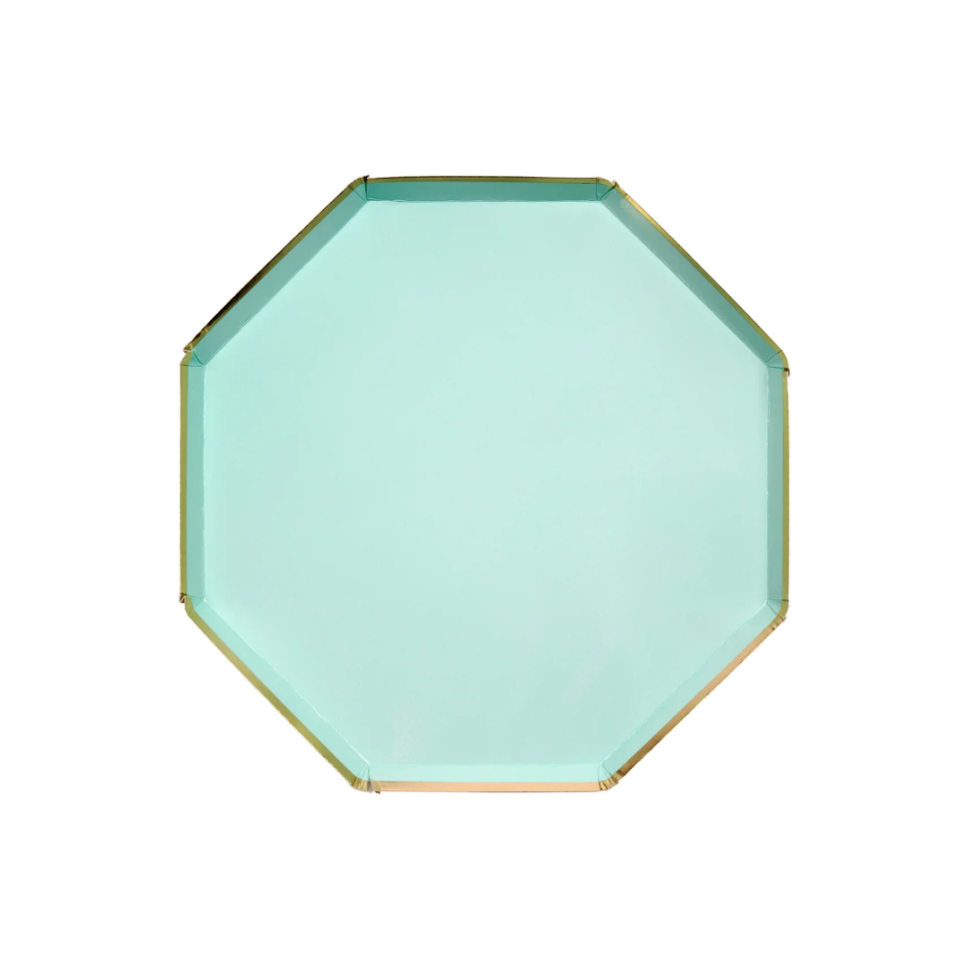 Plato Octagonal Verde Menta (Chico, 8 pzas)