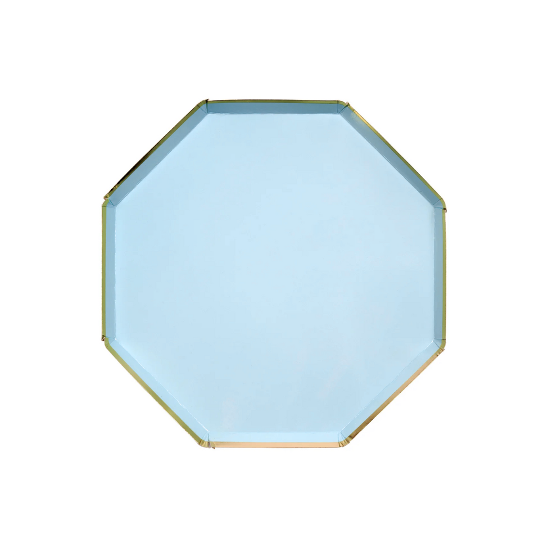 Plato Octagonal Azul Cielo  (Chico, 8 pzas)