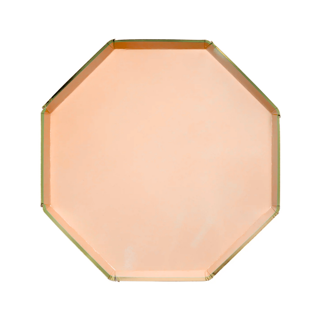Plato Octagonal Naranja (Grande, 8 pzas)
