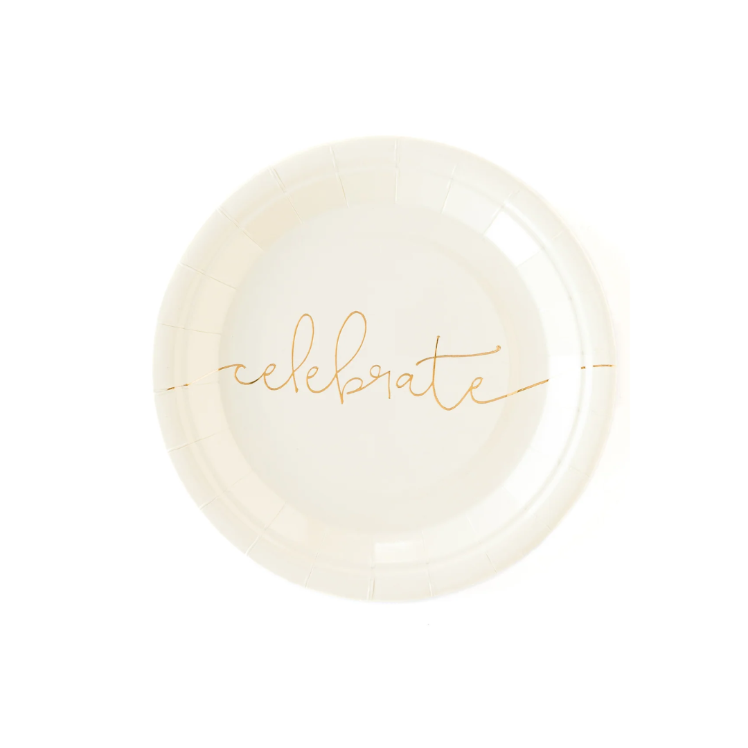 Plato  para postre “Celebrate in Gold” ( 8pzas )