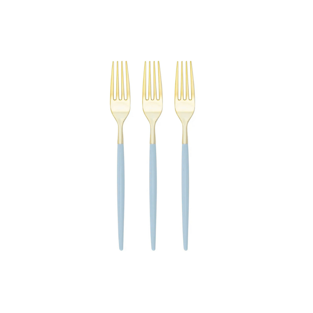 SET DE CUBIERTOS DORADO & AZUL