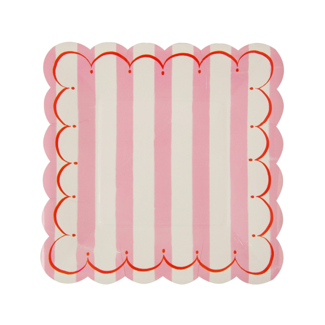 Platos Rayadas – Rosa & Blanco ( 8 pzas)