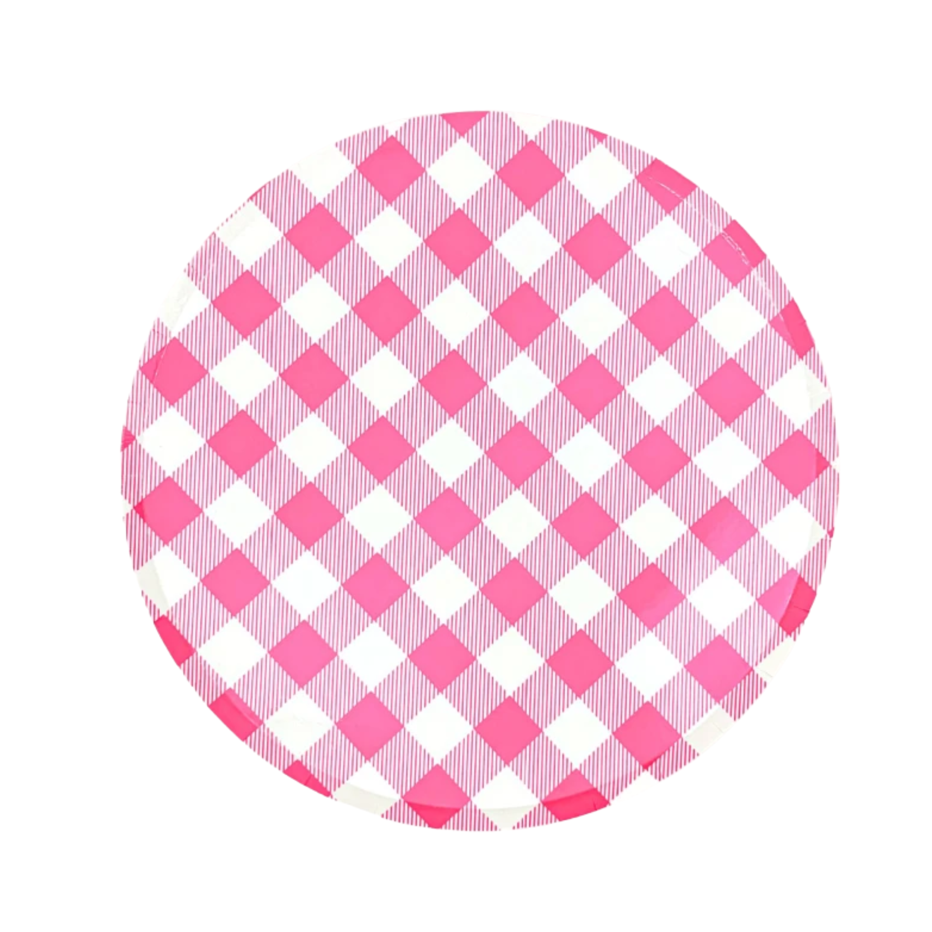 PLATO ROSA CON DISEÑO DE CUADROS