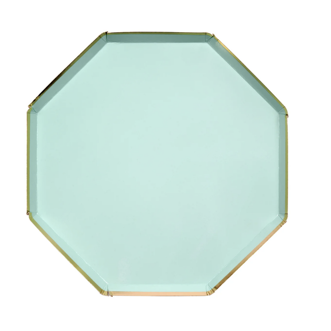 Plato Octagonal Verde Menta (Grande, 8 pzas)