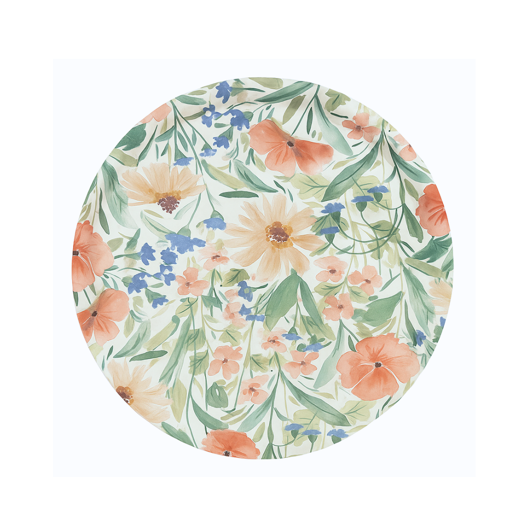 Platos Flores Acuarela (8 pzas)