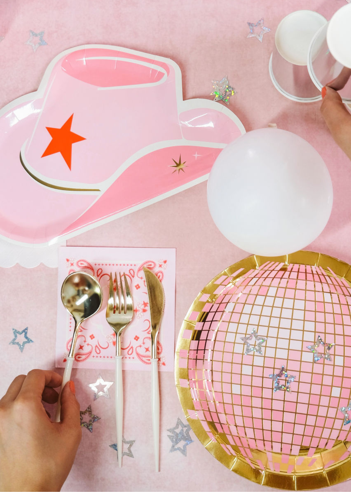 Platos Sombrero Cowgirl Rosa (8 pzas)