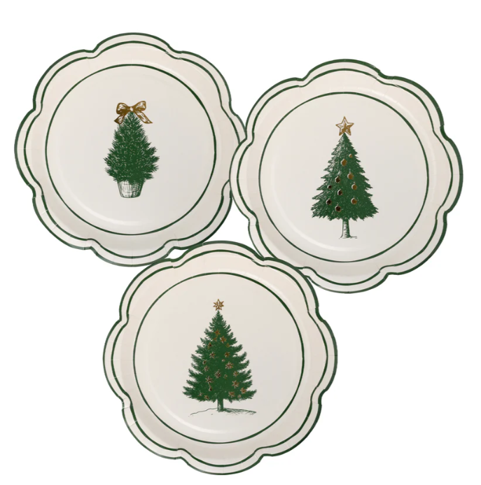 Set de Platos “Arbolitos Navideño” (9 piezas )