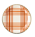 Platos cuadros naranja con borde dorado