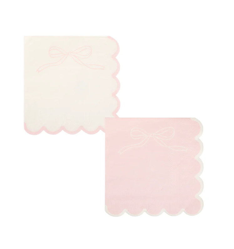 Servilleta Cuadrada Moño rosa y blanco