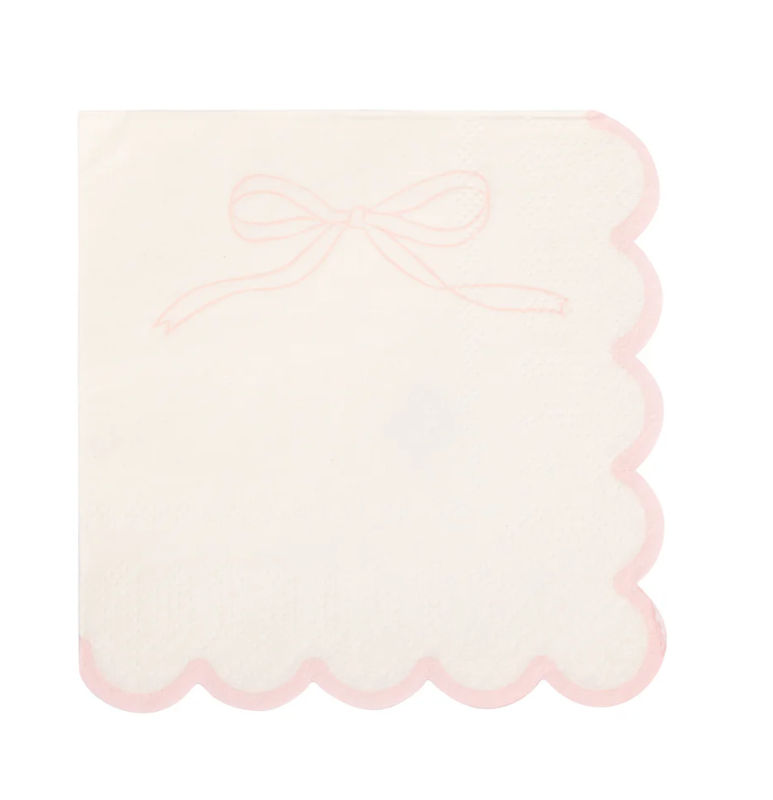 Servilleta Cuadrada Moño rosa y blanco