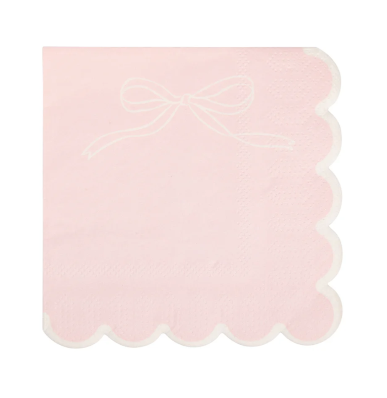 Servilleta Cuadrada Moño rosa y blanco