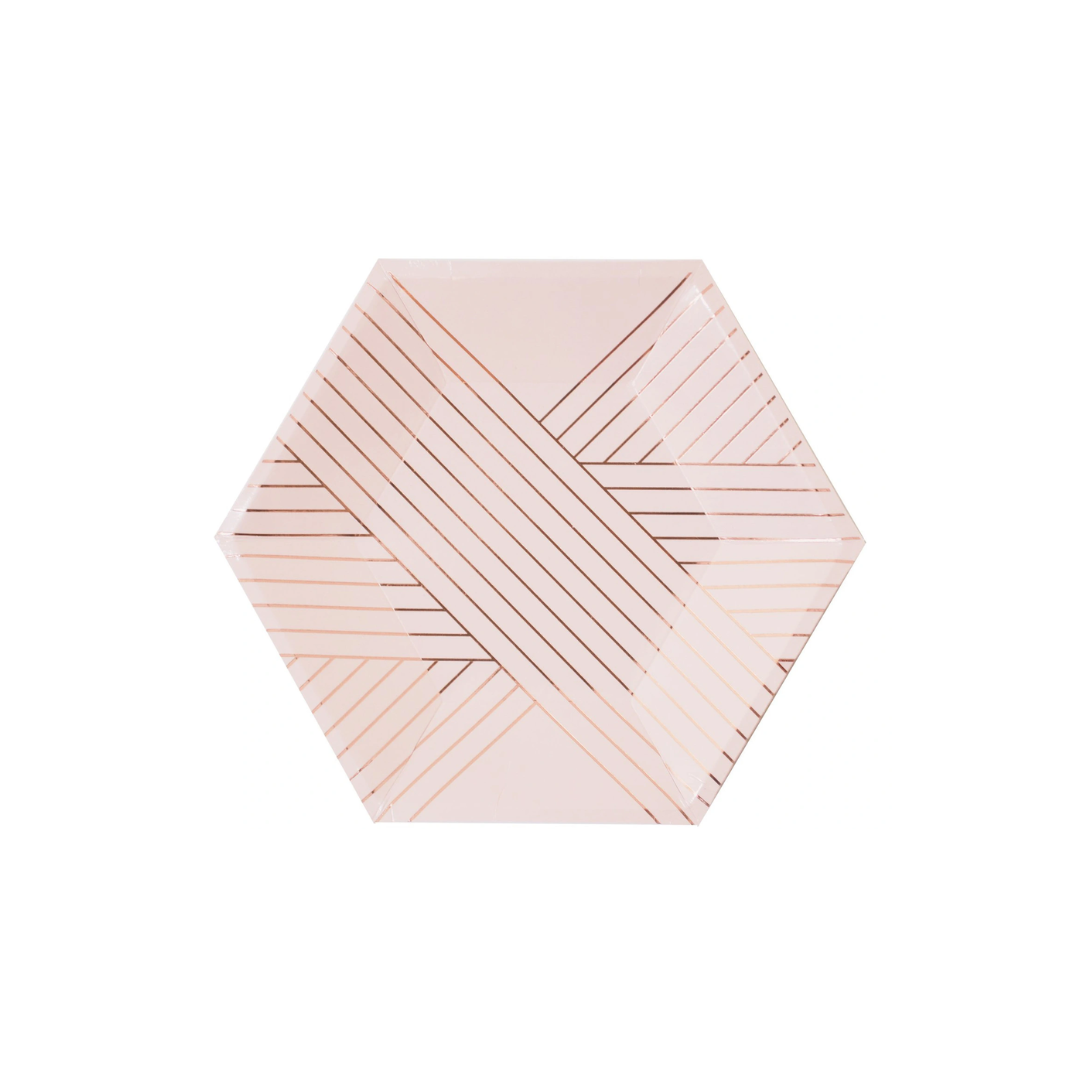 Plato Hexagonal Líneas – Rose Gold (8 pzas)