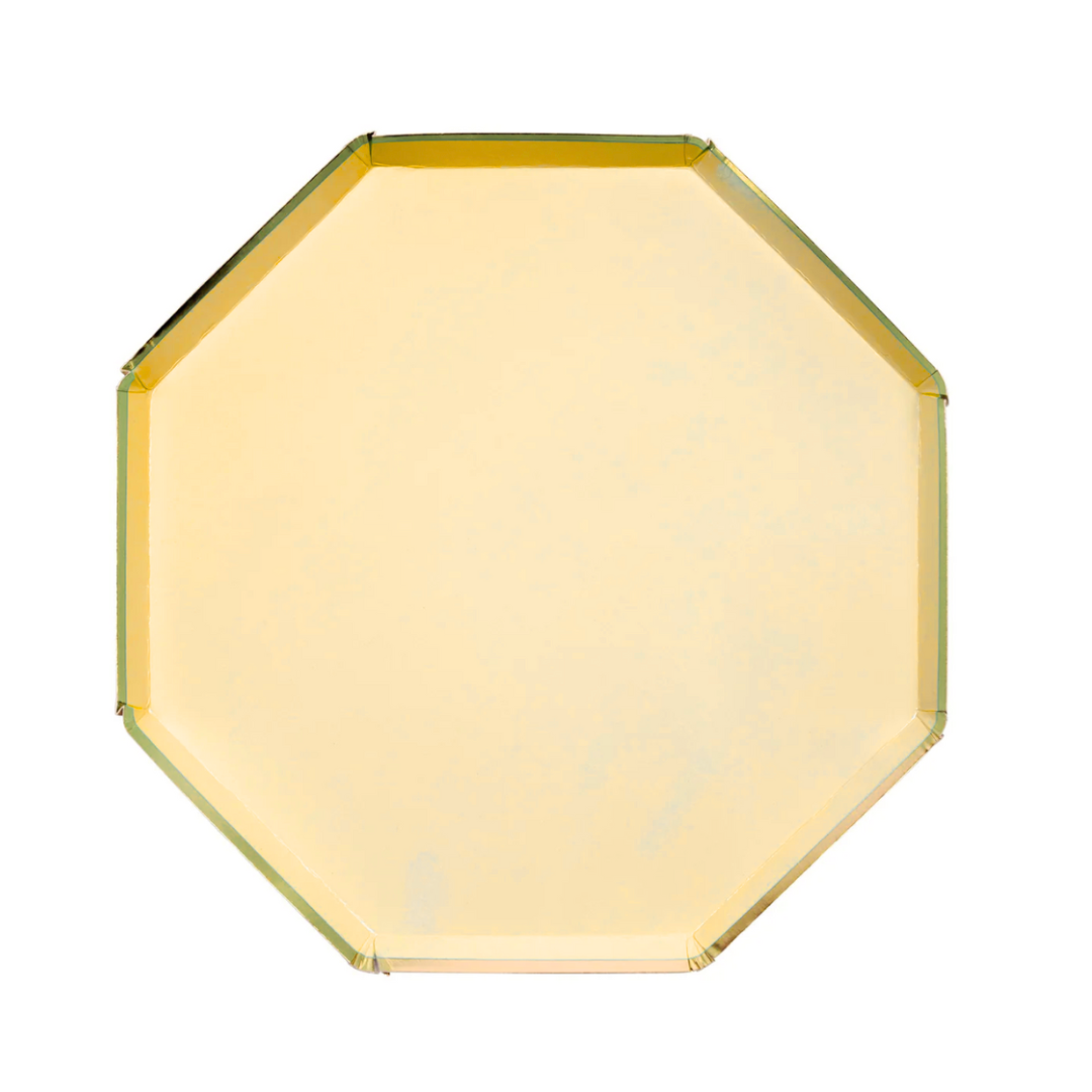 Plato Octagonal Amarillo Pastel (Grande, 8 pzas)