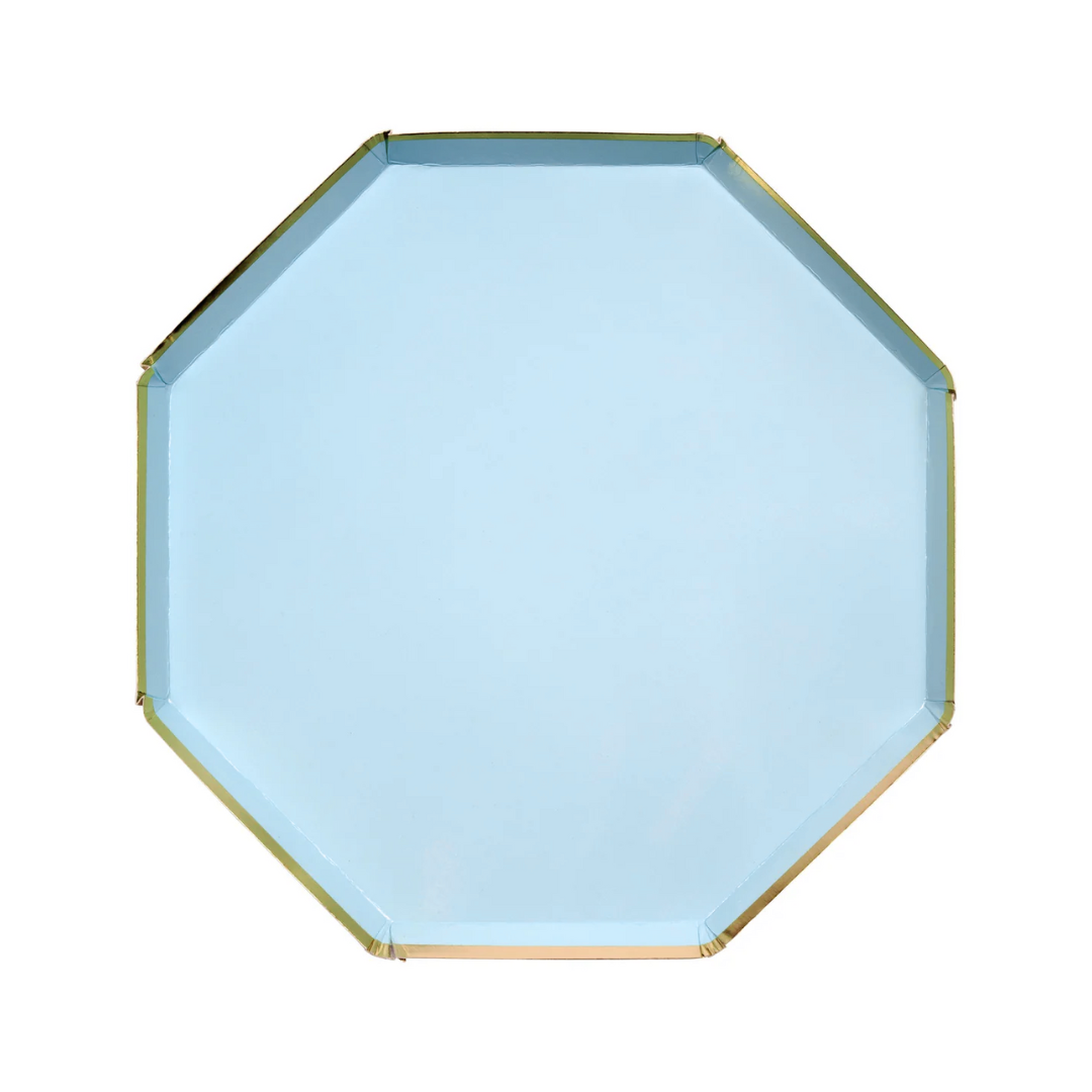 Plato Octagonal Azul Cielo  (Grande, 8 pzas)