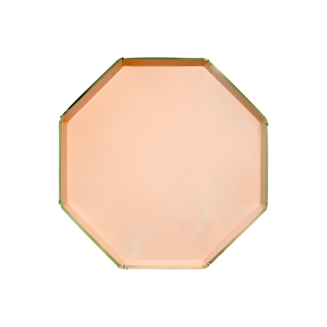 Plato Octagonal Naranja  (Chico, 8 pzas)