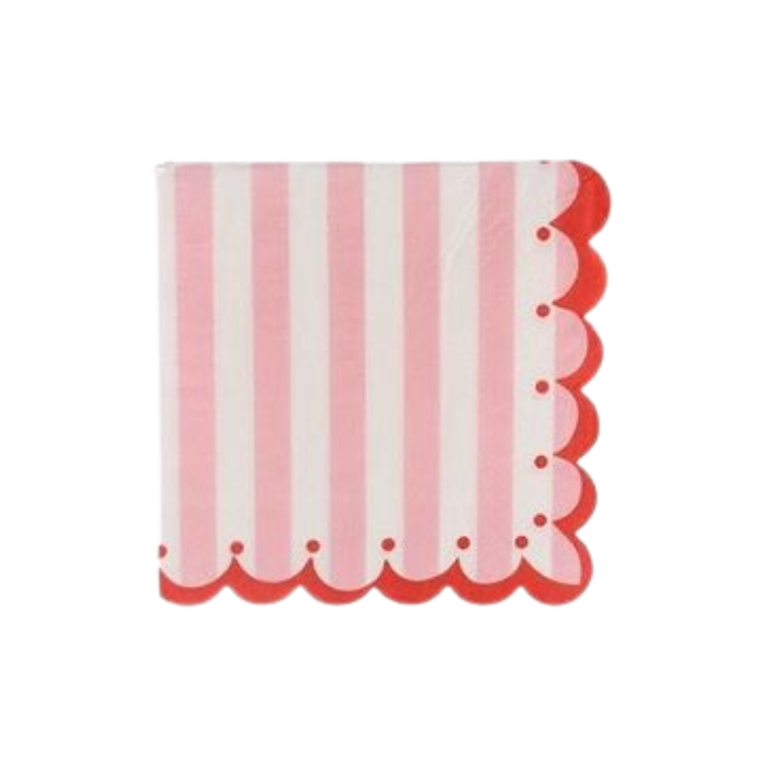 Servilletas Rayadas – Rosa & Blanco ( 16 pzas)