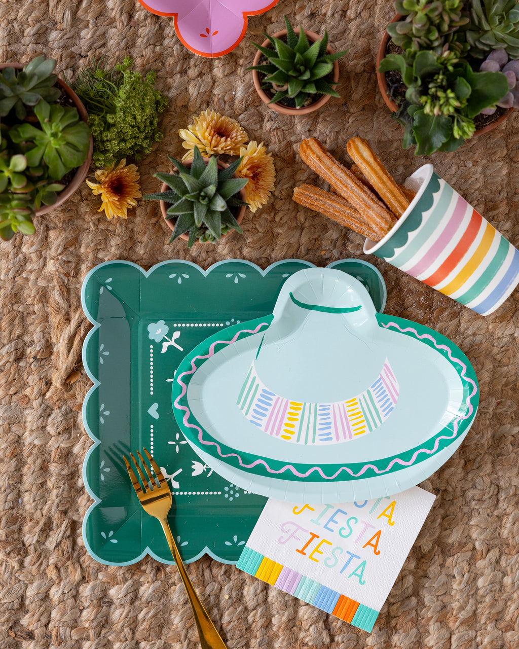 Platos Cuadrados Papel Picado – Fiesta Mexicana