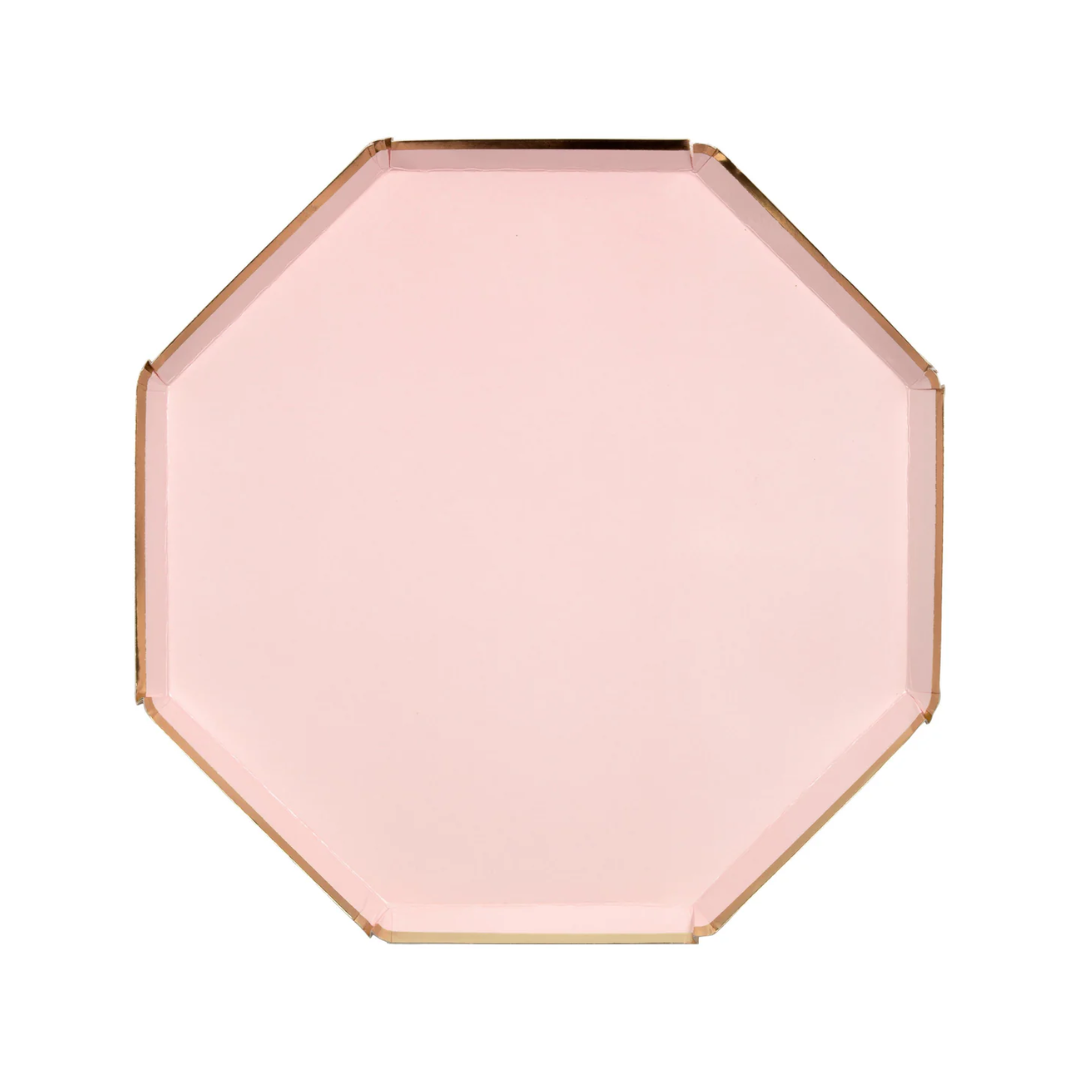 Plato Octagonal Rosa Pastel (Grande, 8 pzas)