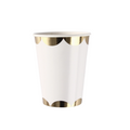 Vaso ondulado blanco y dorado